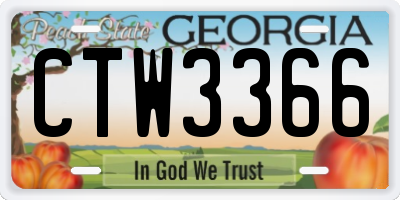 GA license plate CTW3366