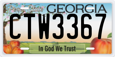 GA license plate CTW3367