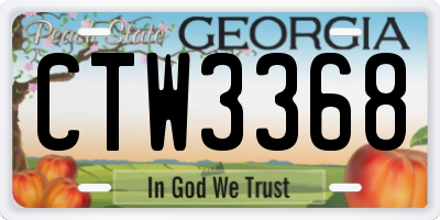 GA license plate CTW3368