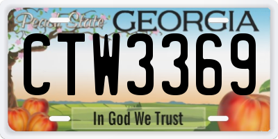 GA license plate CTW3369