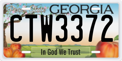 GA license plate CTW3372