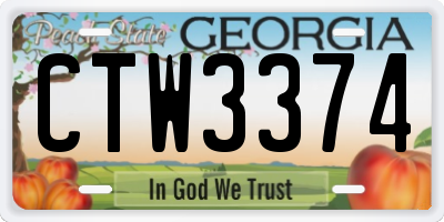 GA license plate CTW3374