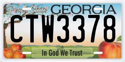 GA license plate CTW3378
