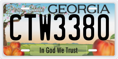 GA license plate CTW3380