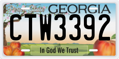 GA license plate CTW3392
