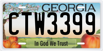 GA license plate CTW3399
