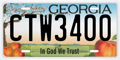 GA license plate CTW3400