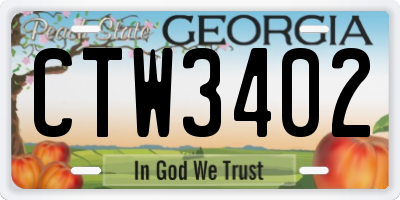 GA license plate CTW3402