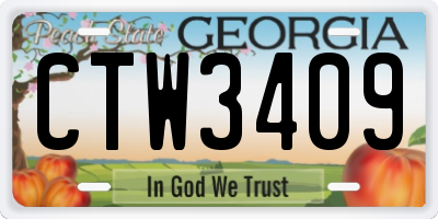 GA license plate CTW3409