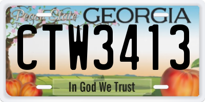 GA license plate CTW3413