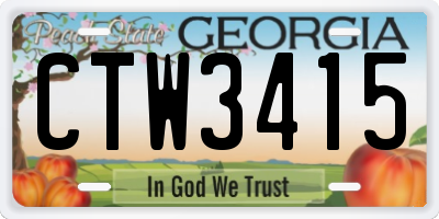 GA license plate CTW3415