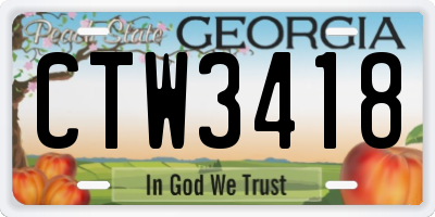 GA license plate CTW3418