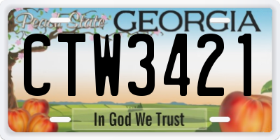 GA license plate CTW3421