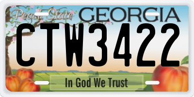 GA license plate CTW3422