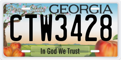 GA license plate CTW3428
