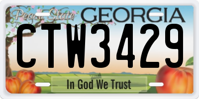 GA license plate CTW3429