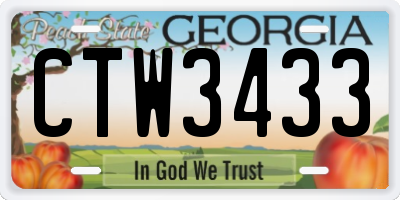 GA license plate CTW3433