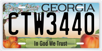 GA license plate CTW3440