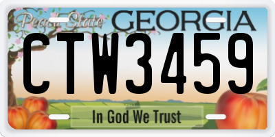 GA license plate CTW3459