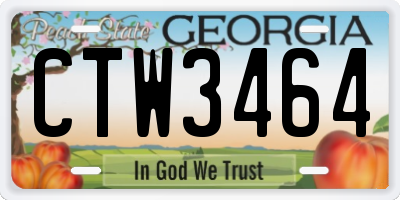 GA license plate CTW3464