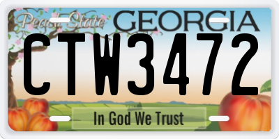 GA license plate CTW3472