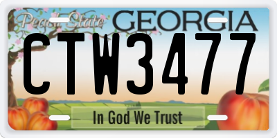 GA license plate CTW3477
