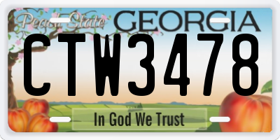 GA license plate CTW3478