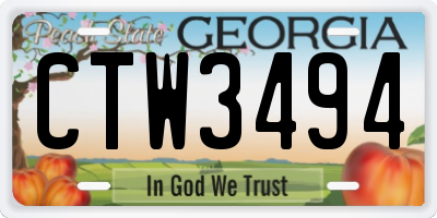 GA license plate CTW3494