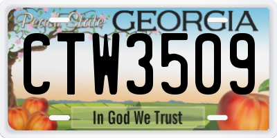 GA license plate CTW3509