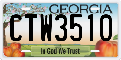 GA license plate CTW3510