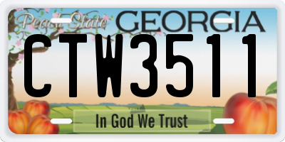 GA license plate CTW3511
