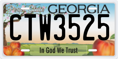 GA license plate CTW3525