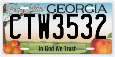 GA license plate CTW3532