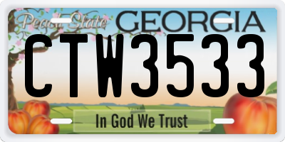 GA license plate CTW3533