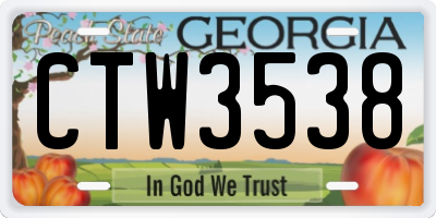 GA license plate CTW3538