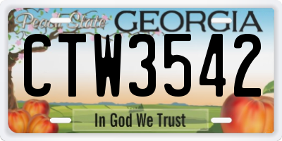 GA license plate CTW3542