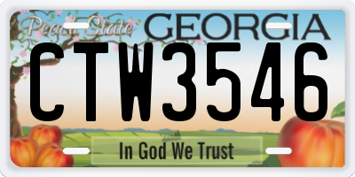 GA license plate CTW3546