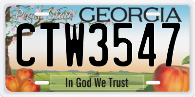 GA license plate CTW3547