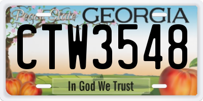 GA license plate CTW3548