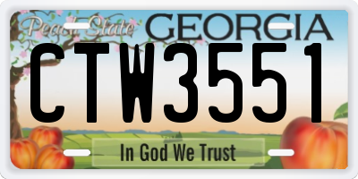 GA license plate CTW3551