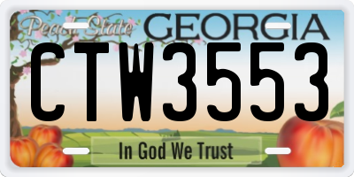 GA license plate CTW3553