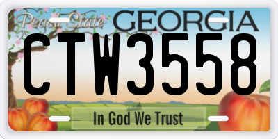 GA license plate CTW3558