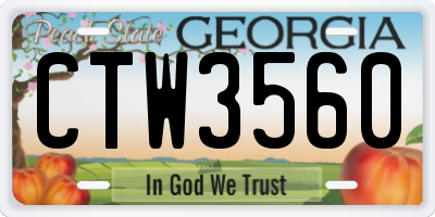 GA license plate CTW3560