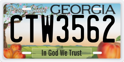 GA license plate CTW3562