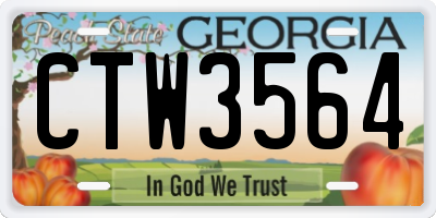 GA license plate CTW3564