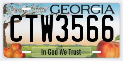 GA license plate CTW3566