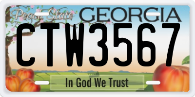 GA license plate CTW3567
