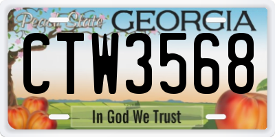 GA license plate CTW3568