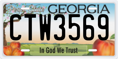 GA license plate CTW3569