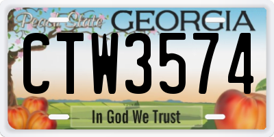 GA license plate CTW3574